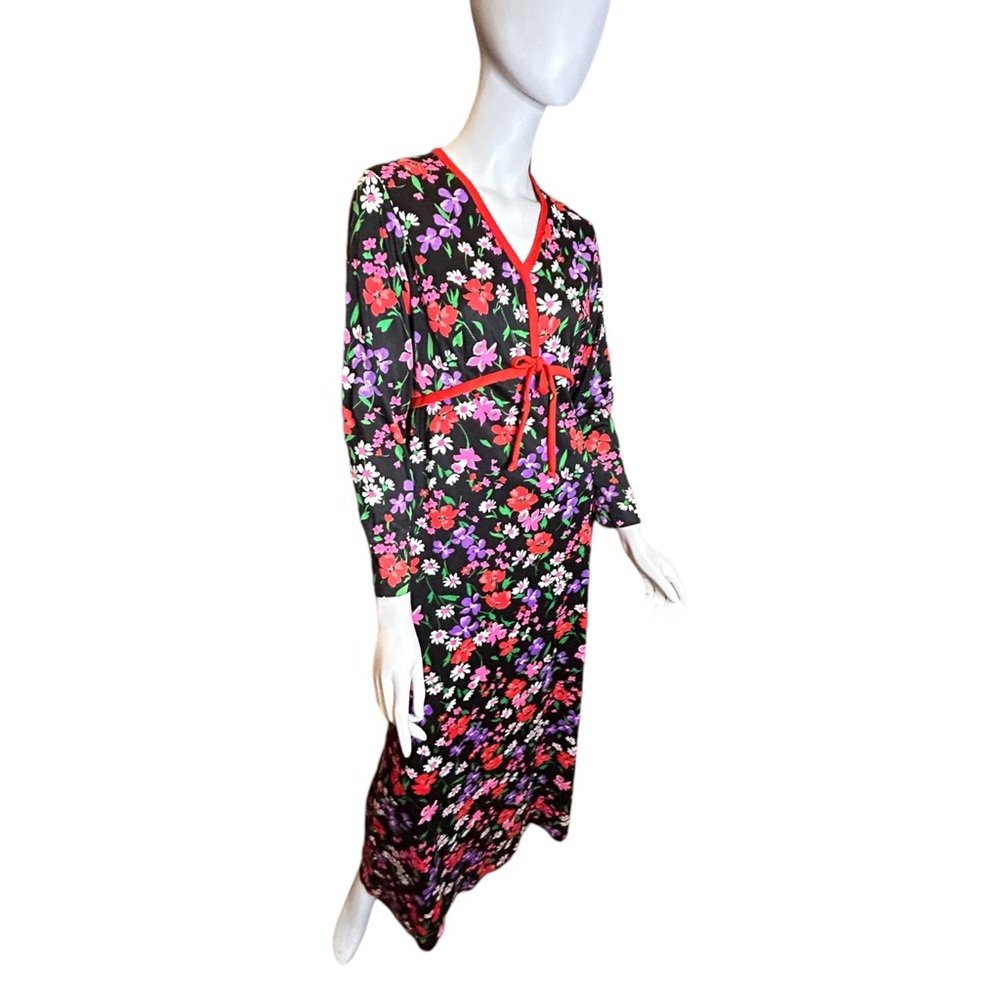 Vintage 60s 70s Floral Maxi Dress Size Medium - Picture 4 of 11